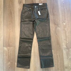 Women’s Size 30 Short Gap High Rise Vegan Leather 90s Straight Pants Browns